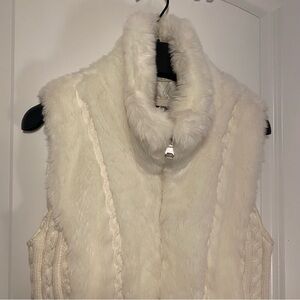 Guess White Faux Fur Vest